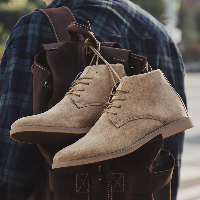 Men's Suede Desert Boots with Laces – Classic Chukka Style for Fall & Winter