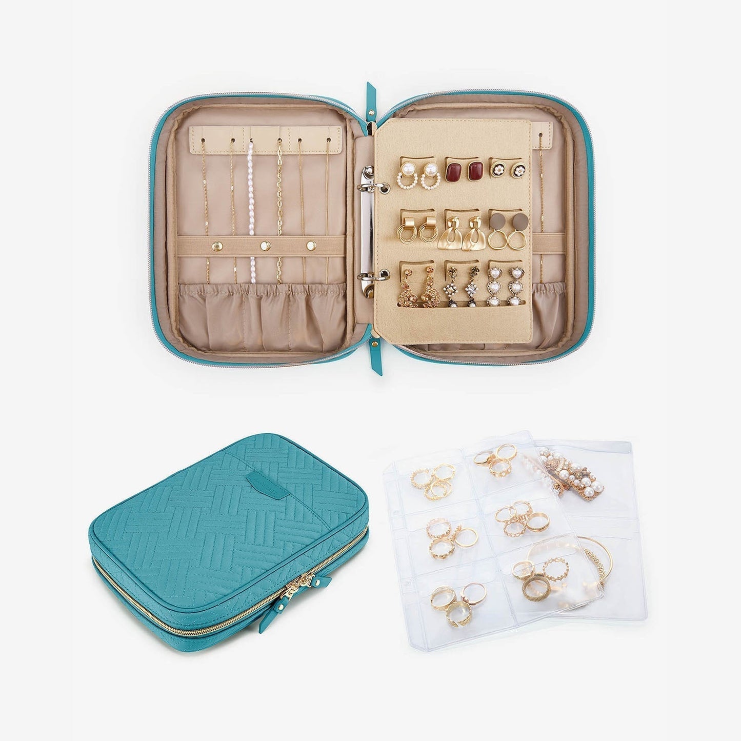 Luxury Travel Jewelry Box – Compact Organizer for Rings, Necklaces & Earrings