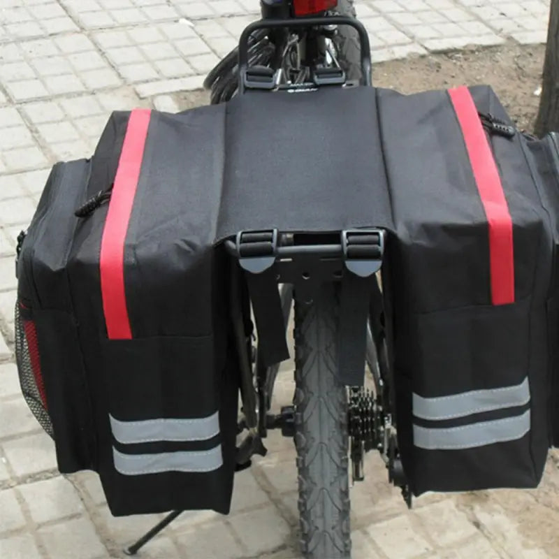 Waterproof 35L Double Bike Pannier Bag – Reflective, Durable & Easy-Mount Rear Rack Saddlebags – Black