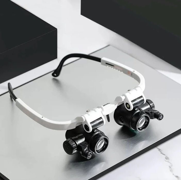 LED Headband Magnifier with Adjustable Magnification & Dual LED Lights – Ideal for Jewelry Repair, Watchmaking, Electronics, and Precision Crafts