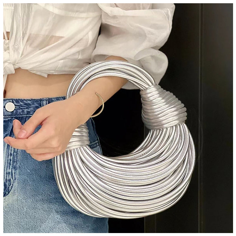 Unique Half-Moon Handbag – Black Vegan Leather Trendy Design