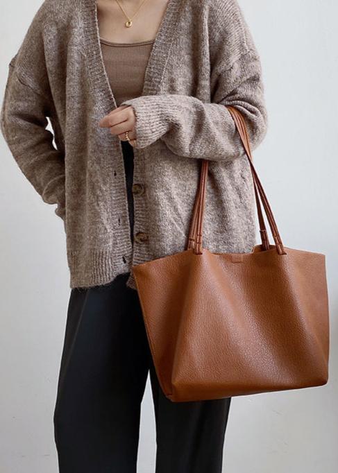 Timeless Leather Tote Bag – Work & Casual Laptop Shopper (Genuine / Vegan Leather)