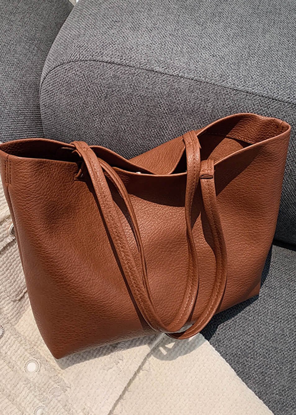 Soft Leather Tote Bag | Spacious Vegan Leather Work & Daily Tote for Women
