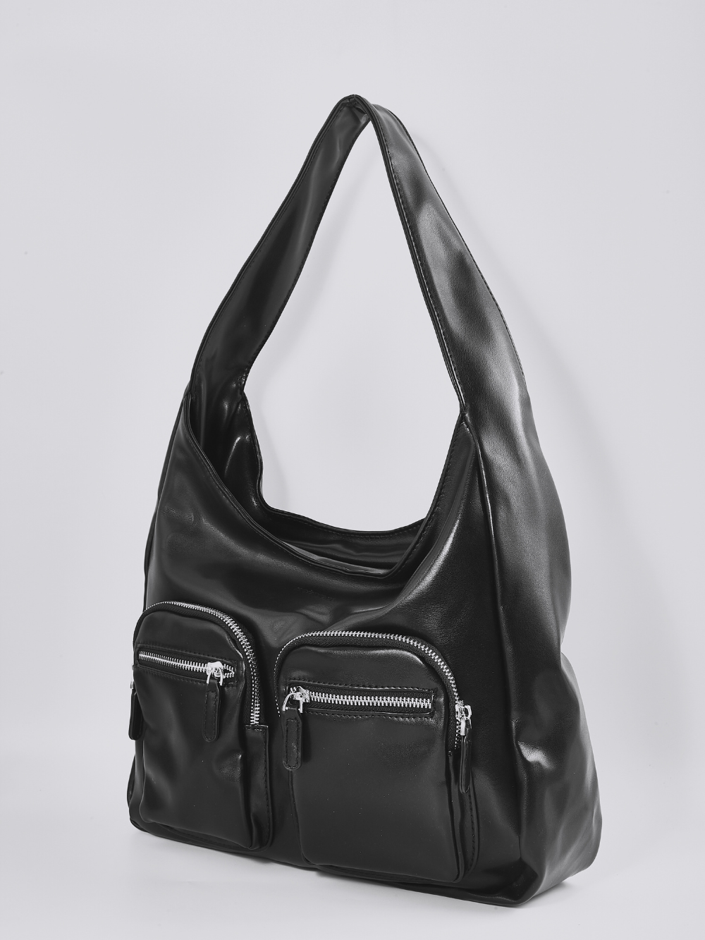 Modern Shoulder Bag with Front Pockets – Vegan Leather