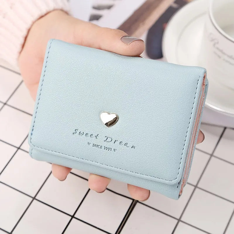 Vintage Kaylee Wallet – Stylish Compact PU Leather Purse with Heart Detail