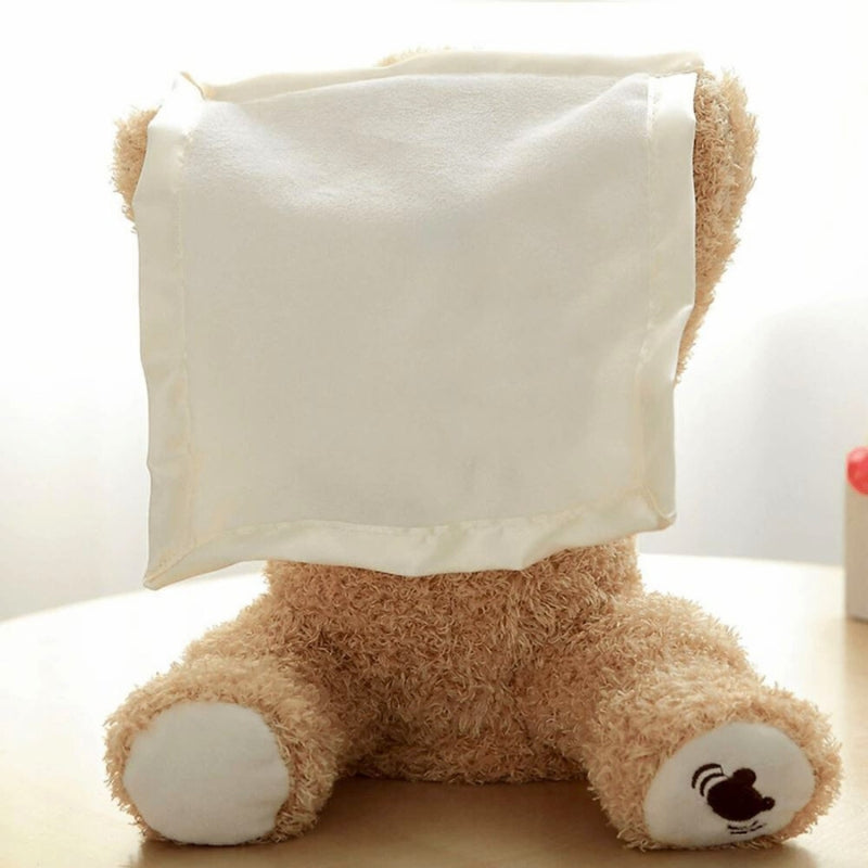 Interactive Peek-a-Boo Teddy Bear – Talking Plush Toy with Movement & Sound for Babies and Toddlers