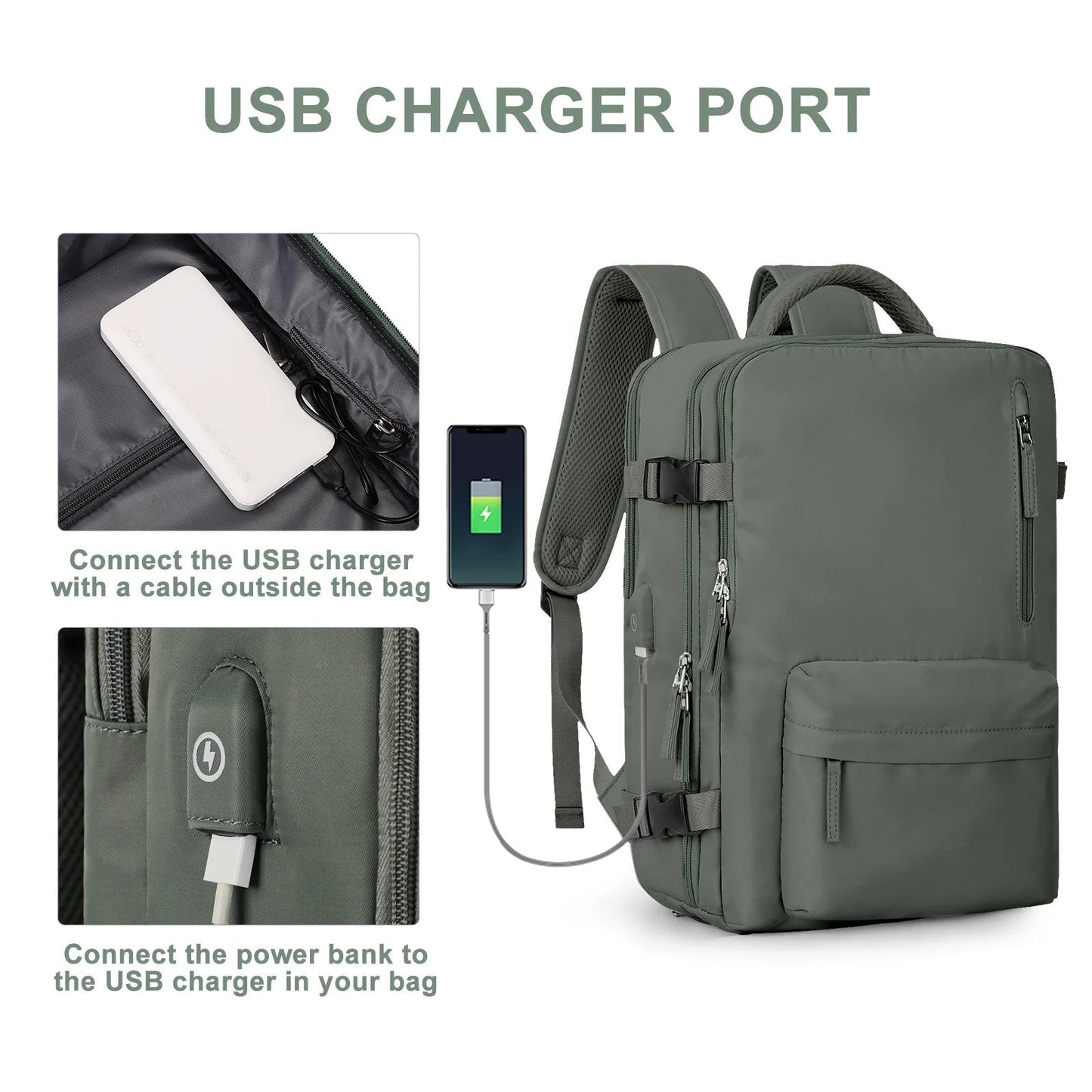 Waterproof Travel Backpack with USB Port – 30L Hiking & Commuter Backpack for Men & Women