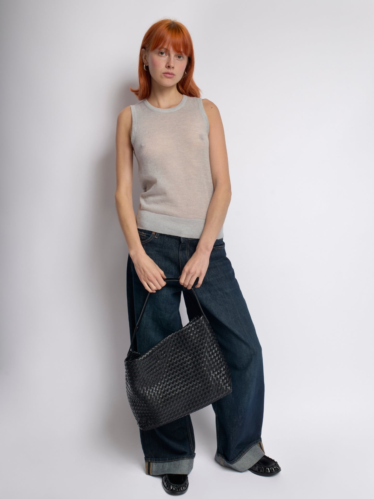 Vegan Leather Woven Hobo Shoulder Bag – Black, Stylish & Spacious