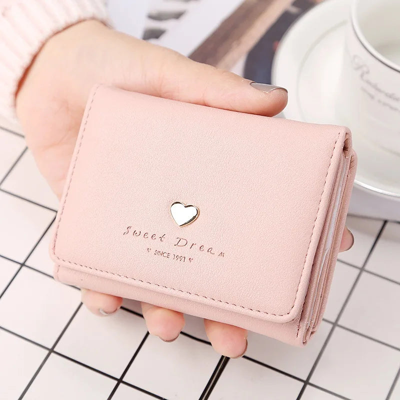 Vintage Kaylee Wallet – Stylish Compact PU Leather Purse with Heart Detail