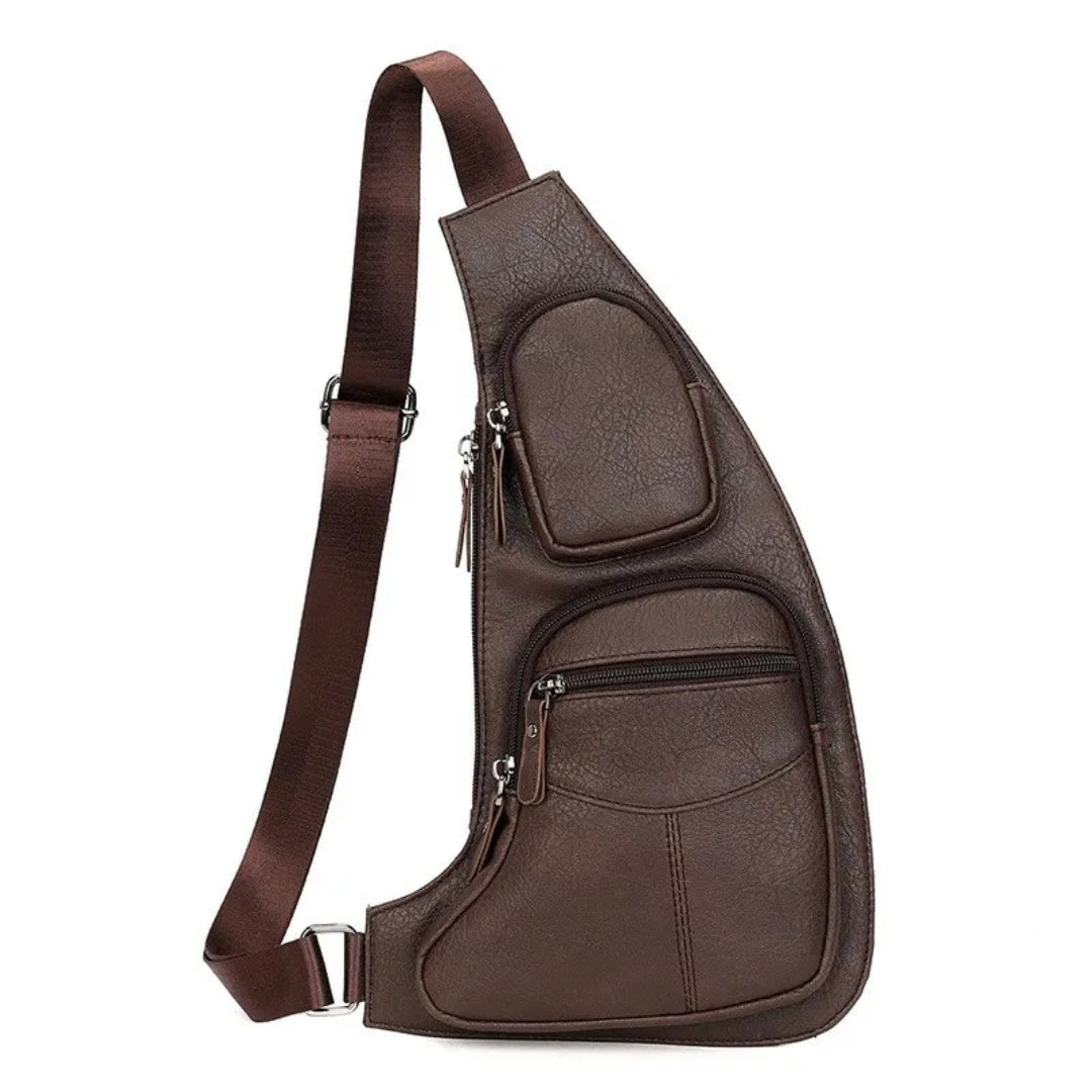 Men’s Crossbody Shoulder Bag – Leather Sling Bag with Multiple Compartments