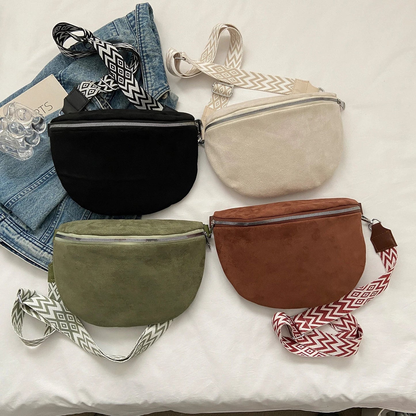 Minimalist Suede Hip Bag – Versatile Crossbody & Fanny Pack for Women