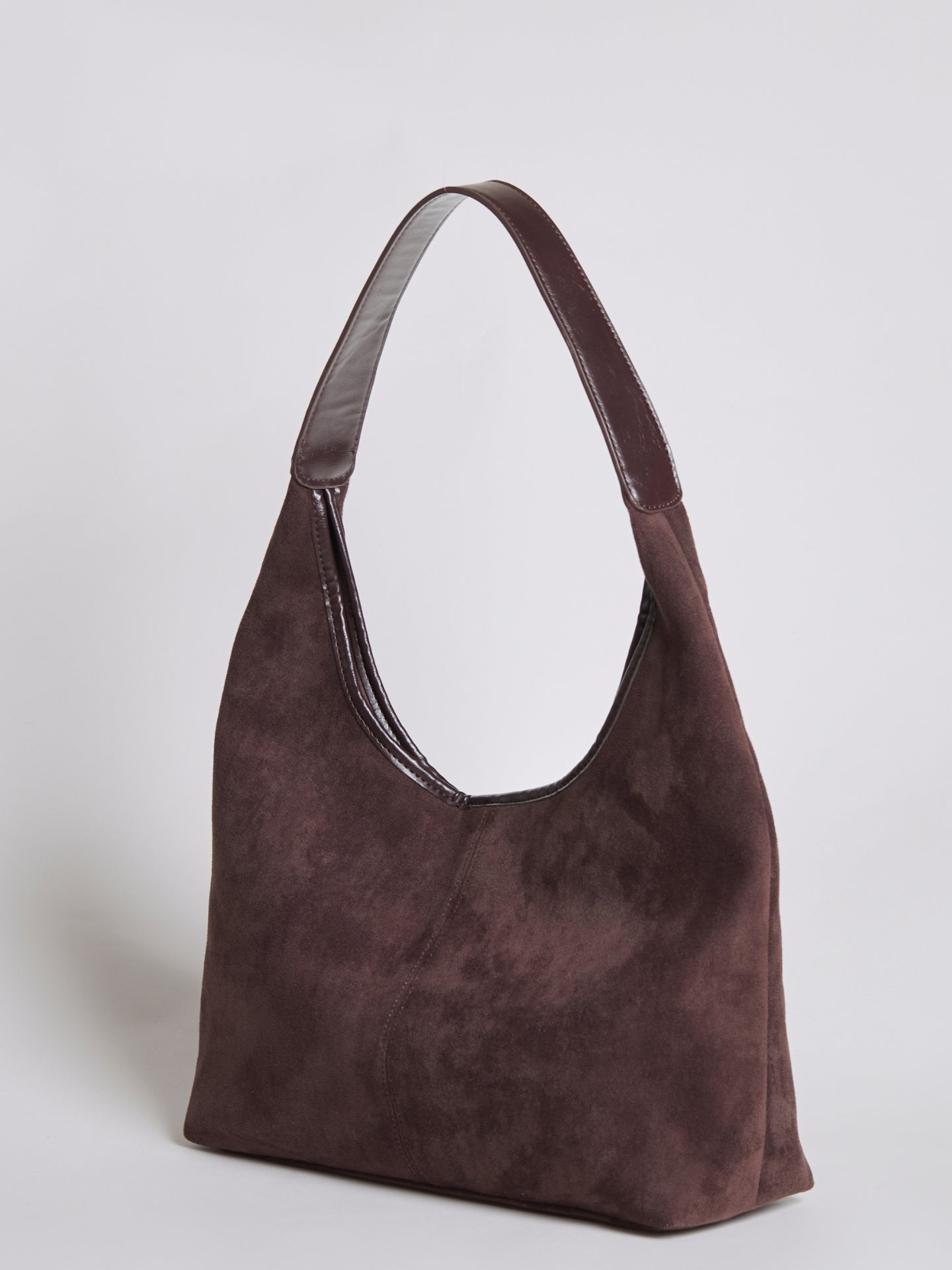 Black Suede Shoulder Bag – Minimalist & Spacious Design