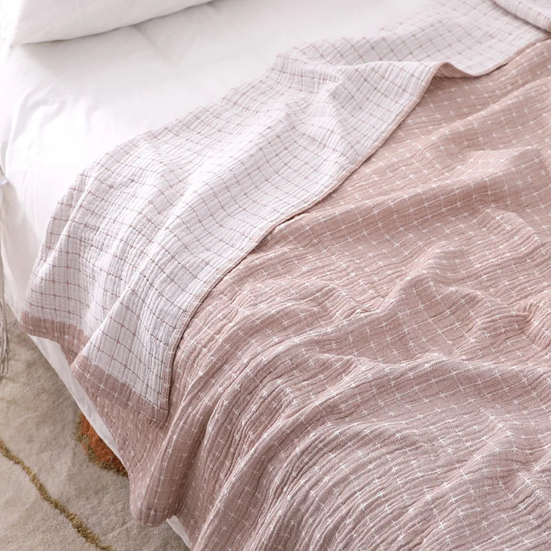 Soft Cotton Throw Blanket with Plaid Pattern – Lightweight, Breathable & Stylish Plaid for Bed and Sofa