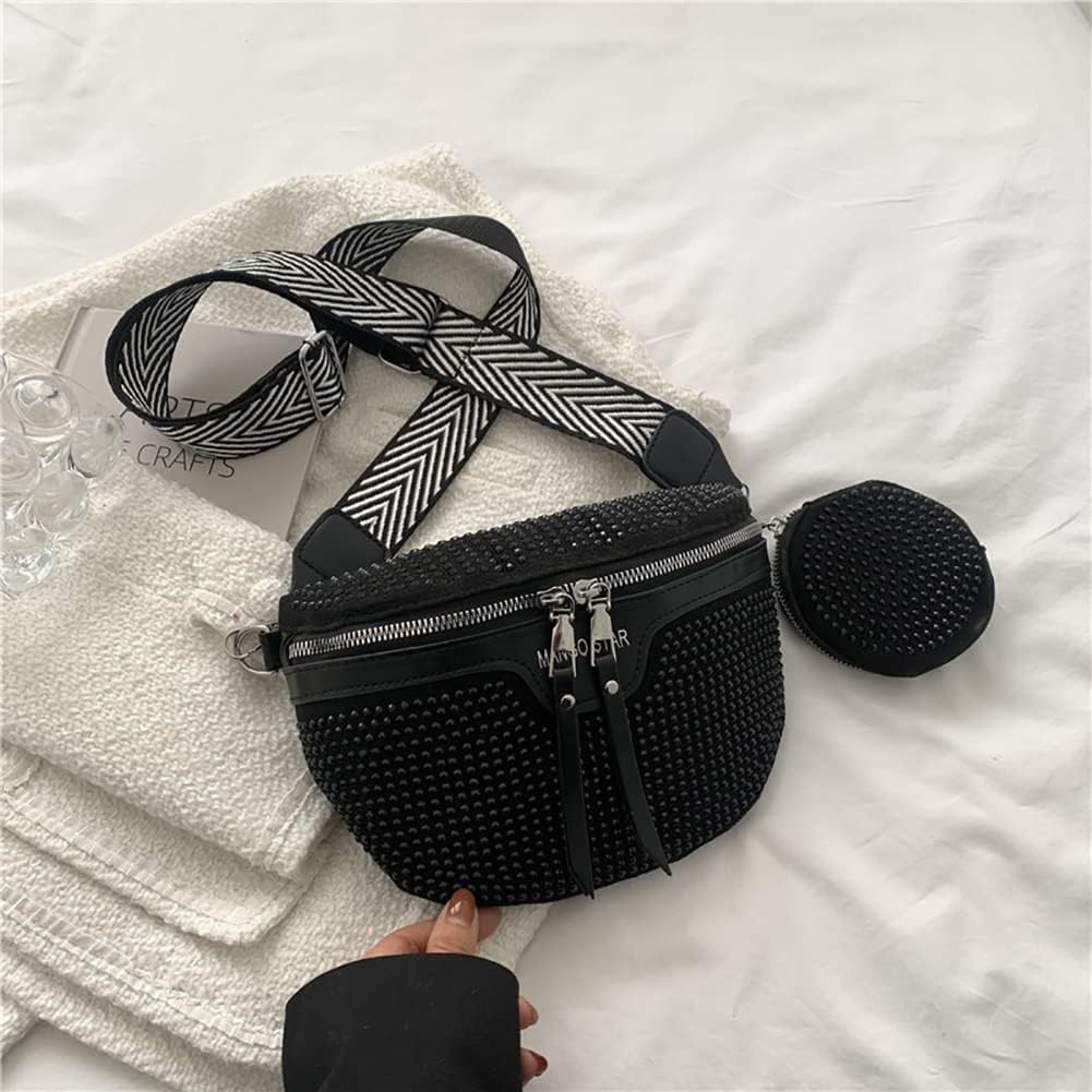 Luxury Studded Crossbody & Waist Bag with Extra Pouch – Chic Shoulder Bag Style