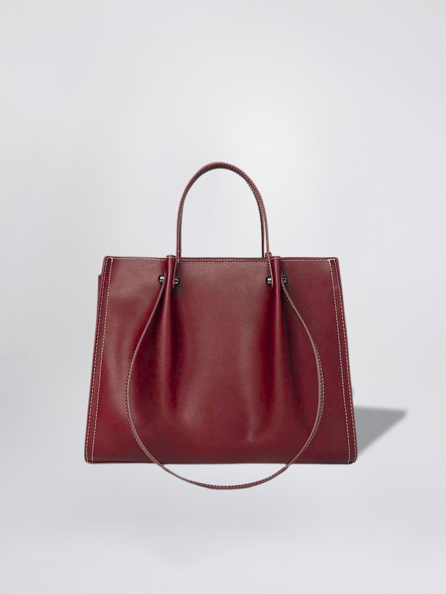 Black Leather Shopper Bag – Minimalist Tote, Spacious Work & Daily Carry
