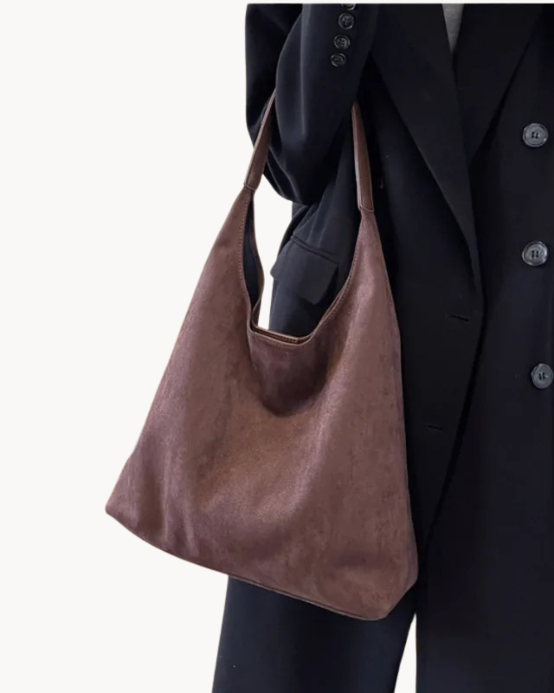 Elegant Faux Suede Shoulder Bag – Lightweight Spacious Handbag for Women