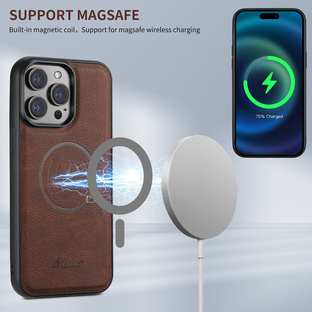 Leather iPhone Case with MagSafe & Card Holder – 2-in-1 Wallet Case