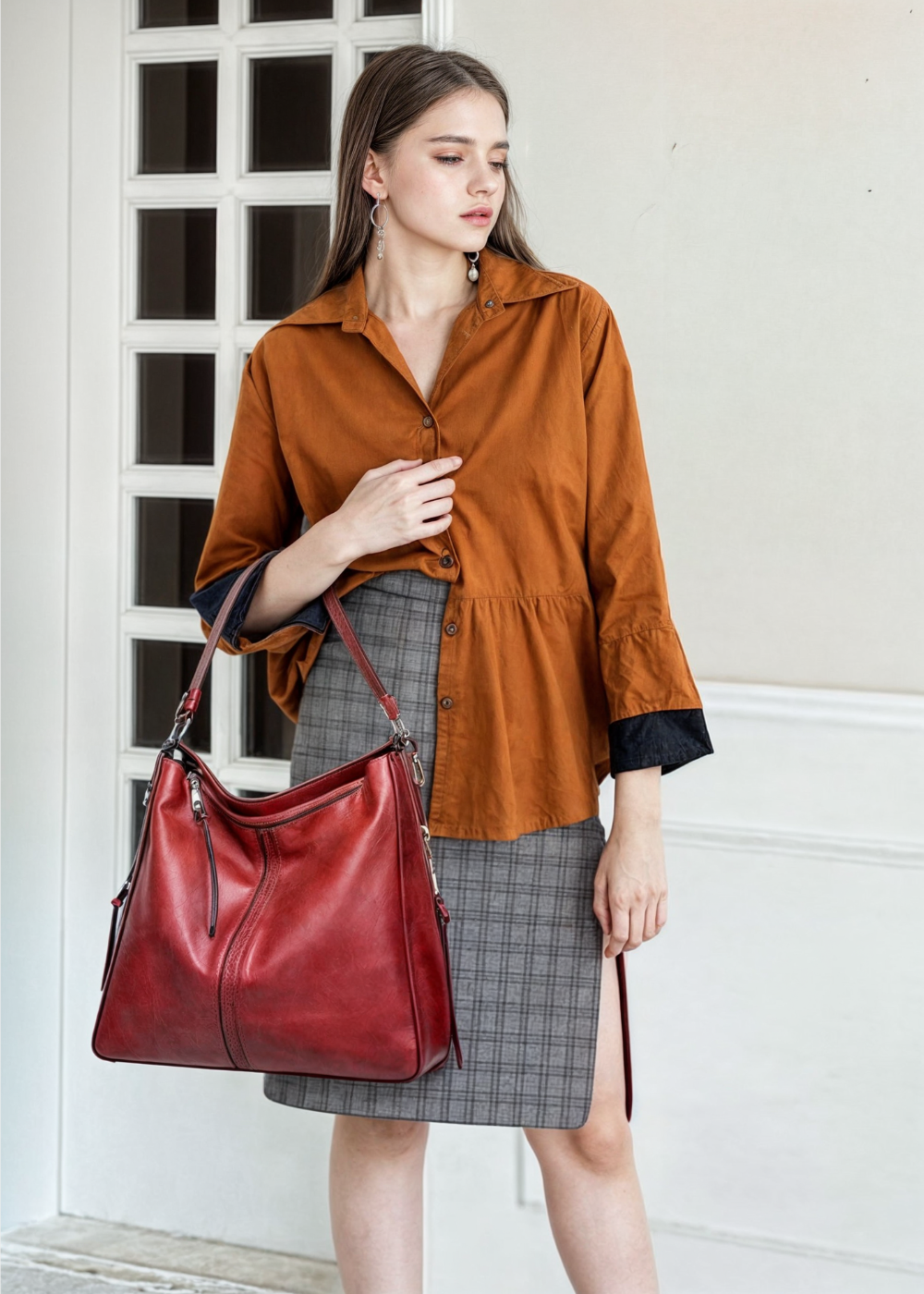 Ersilia Luxe Women's Leather Tote – Spacious, Stylish & Durable Handbag for Work & Everyday Use