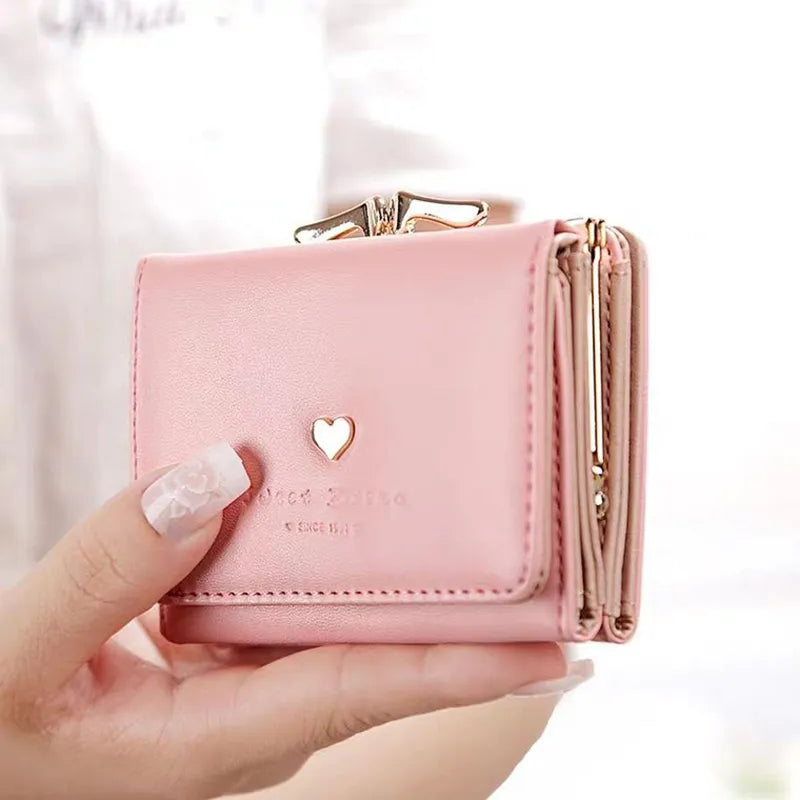 Vintage Kaylee Wallet – Stylish Compact PU Leather Purse with Heart Detail