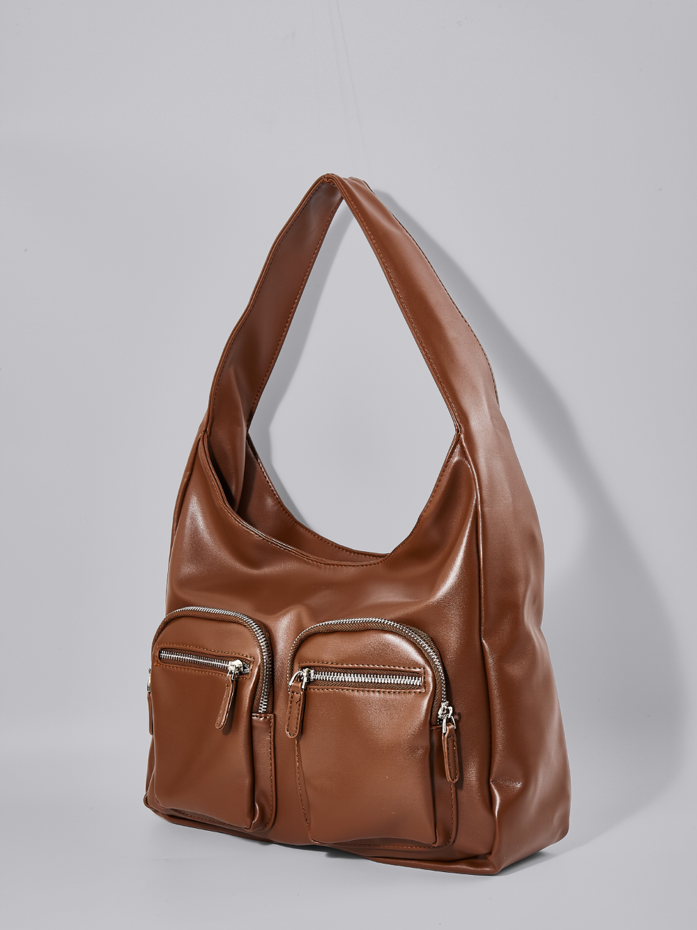 Modern Shoulder Bag with Front Pockets – Vegan Leather