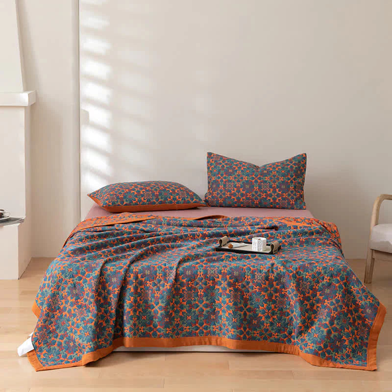 Bohemian Fleece Throw Blanket – Cozy Plaid with Colorful Pattern for Sofa & Bed