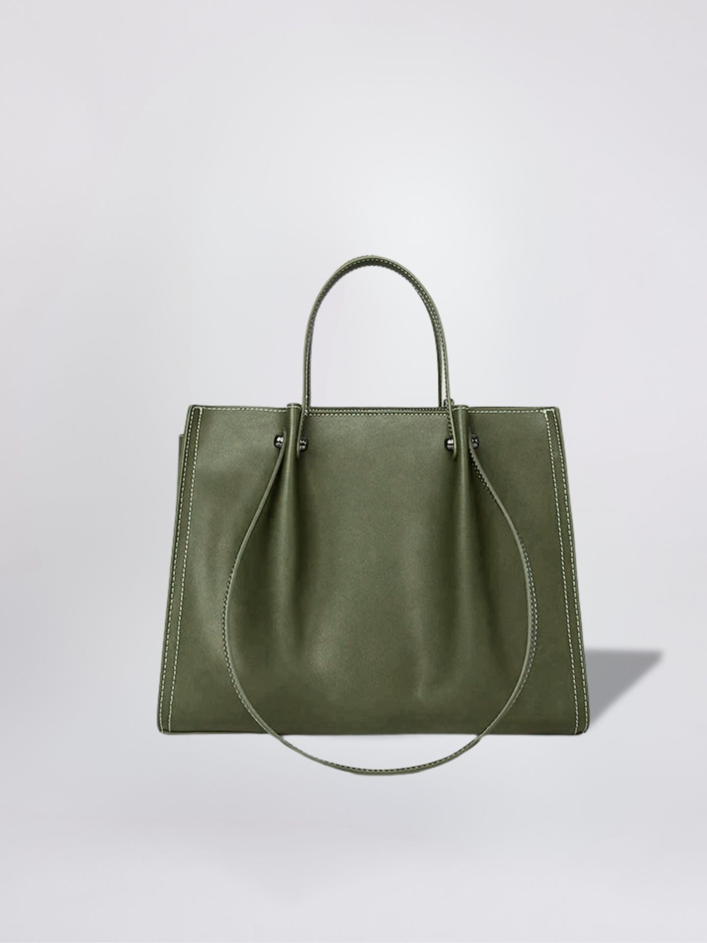 Black Leather Shopper Bag – Minimalist Tote, Spacious Work & Daily Carry