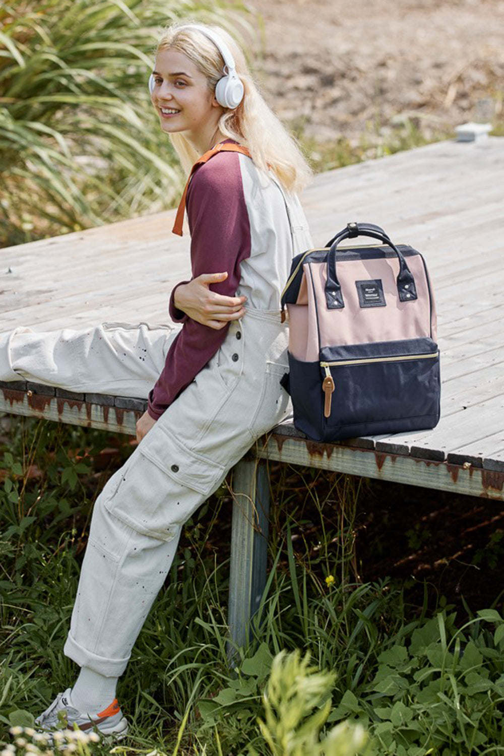 Holly Daze Waterproof Canvas Backpack – Eco-Friendly, Minimalist Japanese Design, Padded Laptop Compartment