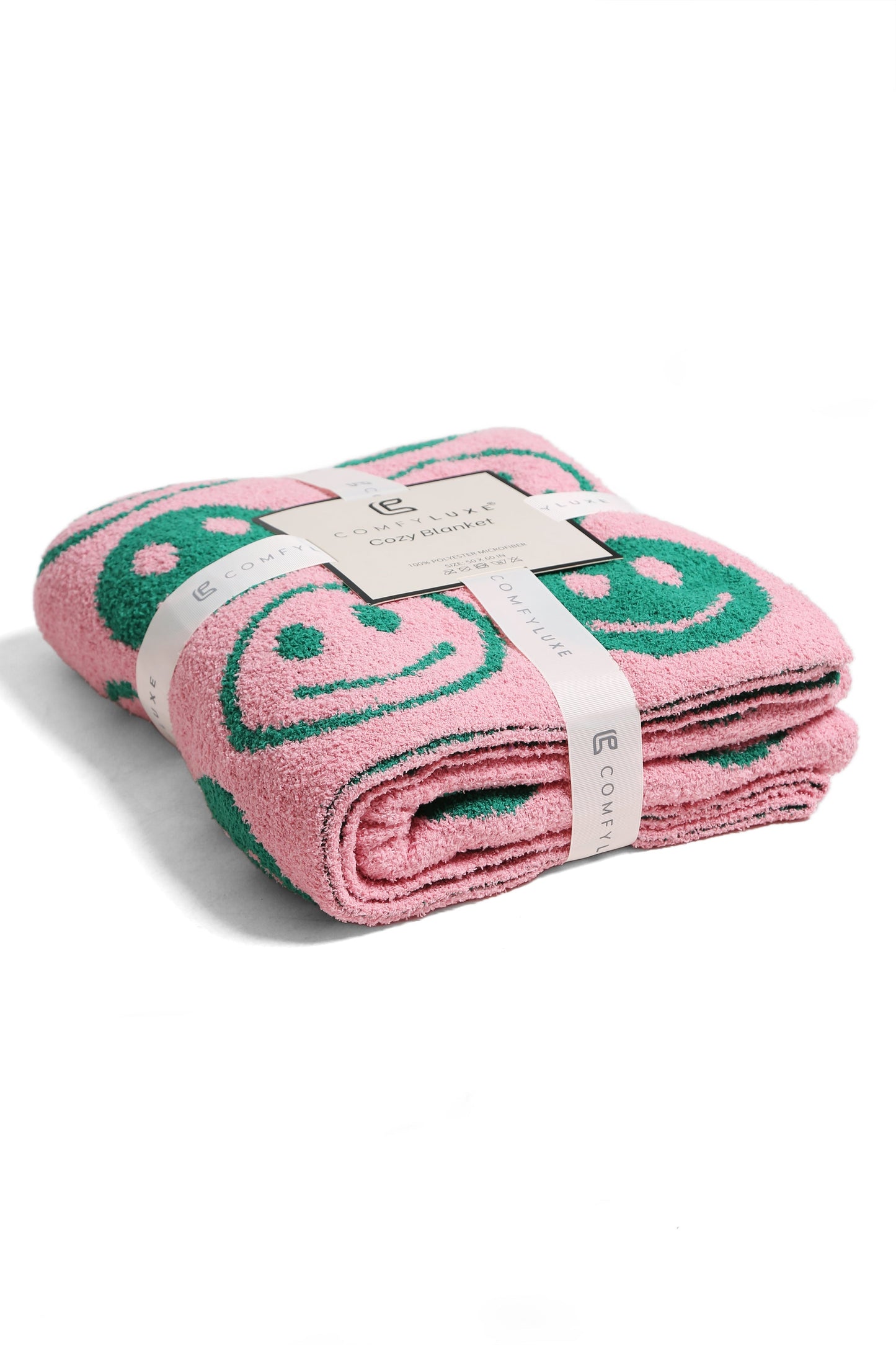 Mini Happy Face Luxe Fleece Throw Blanket – Ultra-Soft Polyester Microfiber, 130×150 cm, Cozy & Stylish Home Décor