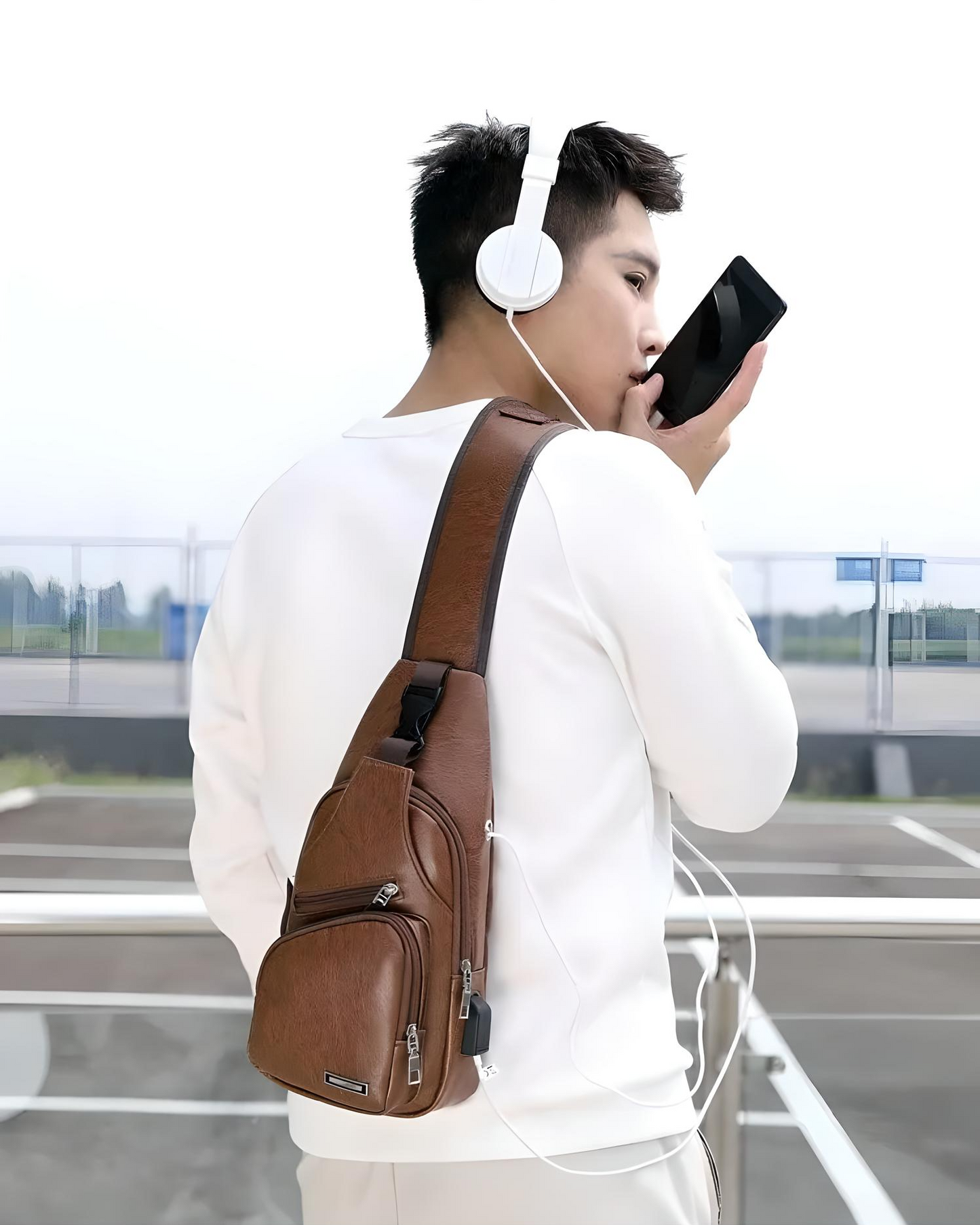 Anti-Theft Crossbody Bag for Men with USB Charging Port – Stylish & Secure Urban Sling