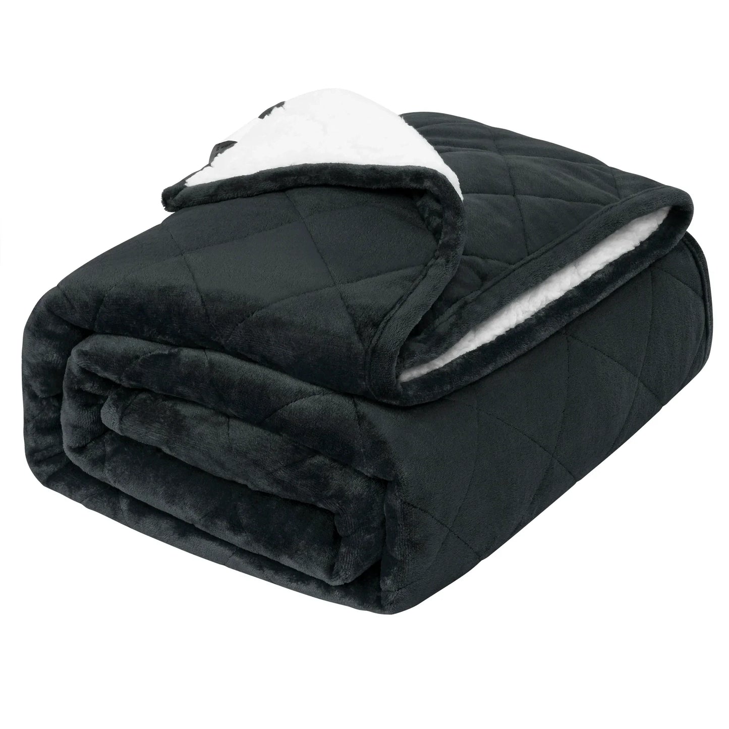 Soft & Cozy Sherpa Fleece Blanket – Double-Layered Grey Throw for Winter Warmth