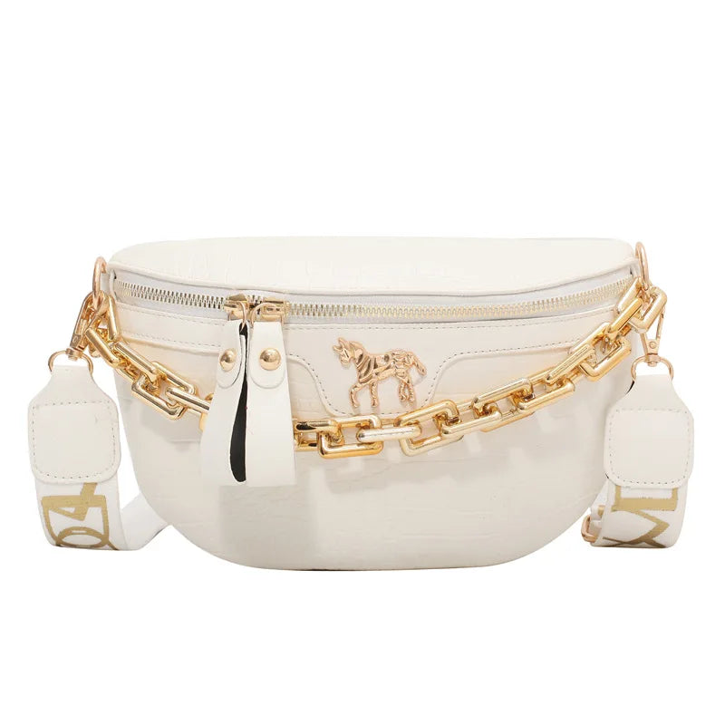 Luxe Crossbody Belt Bag with Gold Chain – Stylish & Versatile