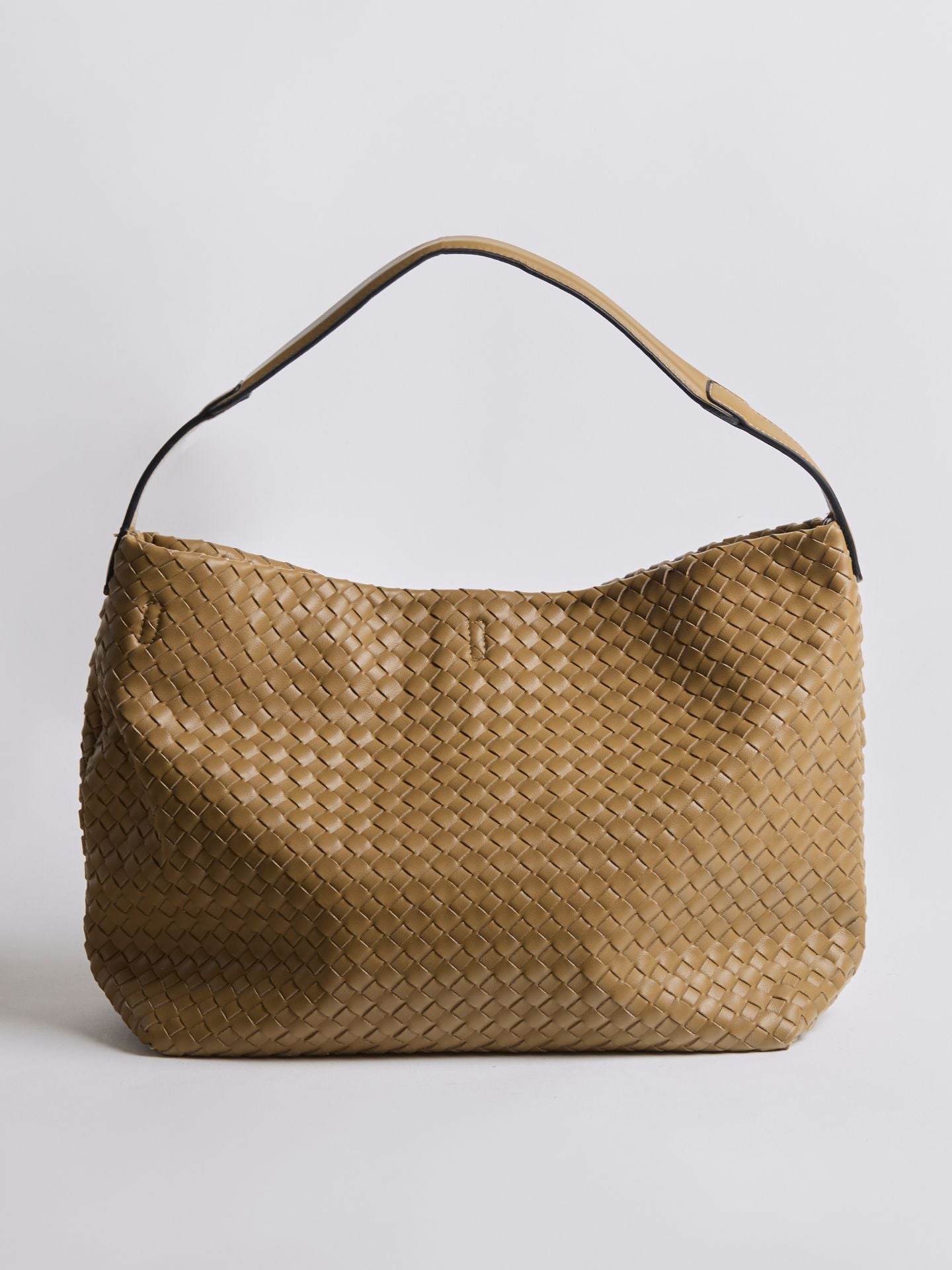 Vegan Leather Woven Hobo Shoulder Bag – Black, Stylish & Spacious
