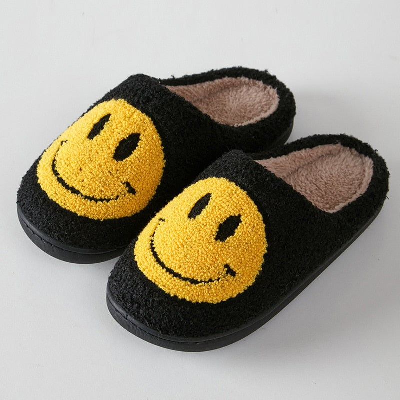 Smiley Face Slippers – Cozy, Non-Slip Plush House Shoes for Women & Men