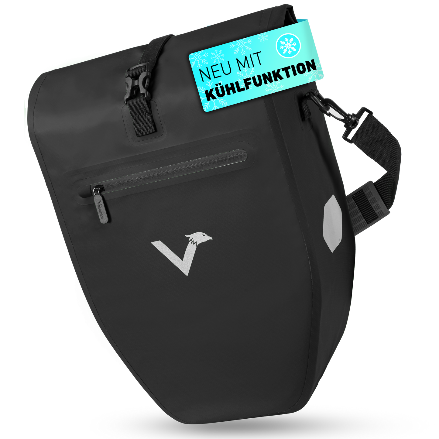 Waterproof Bike Pannier Bag – Durable Roll-Top Commuter & Touring Rack Bag with Reflective Accents