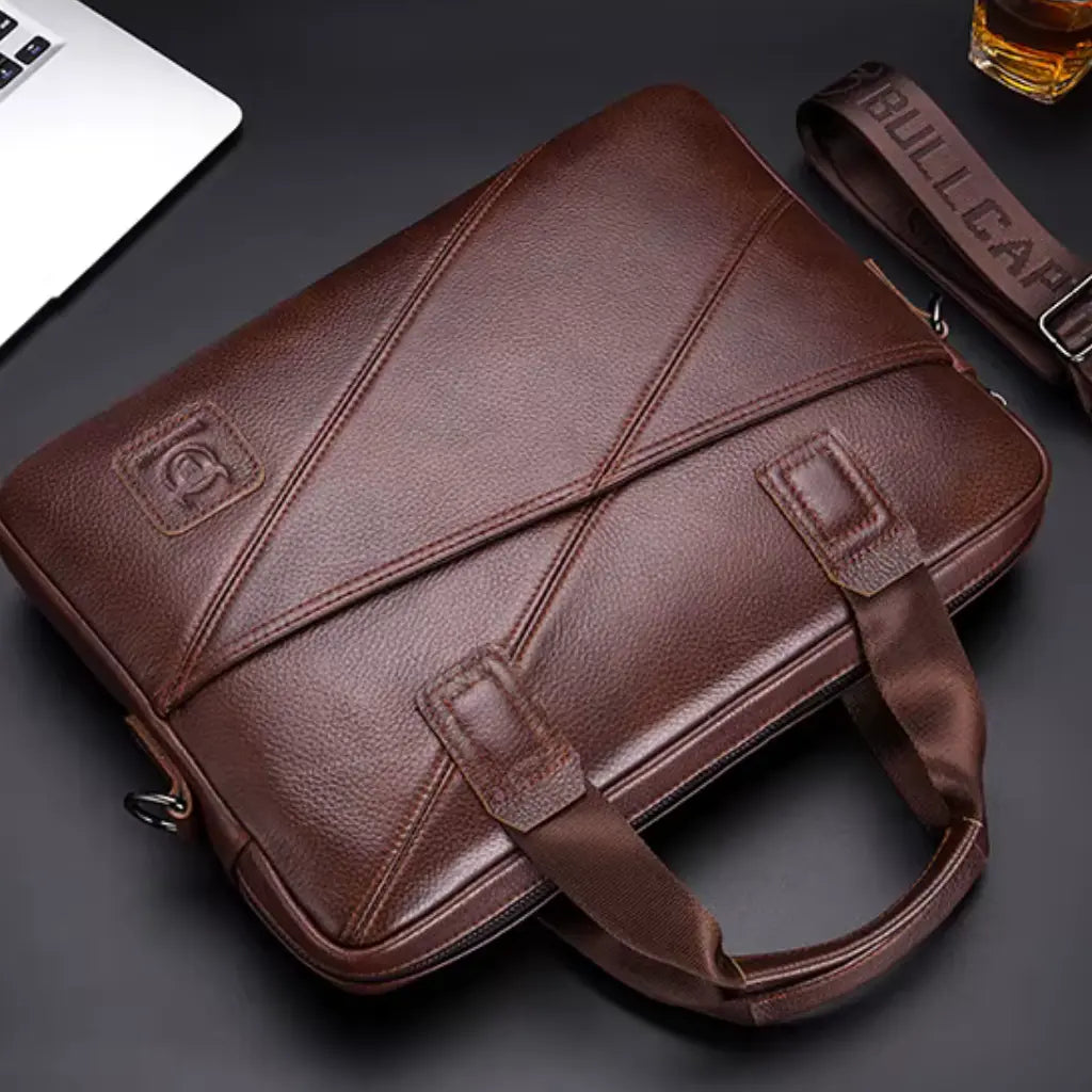 Black Leather Laptop Bag – Stylish & Durable Briefcase for Work & Study