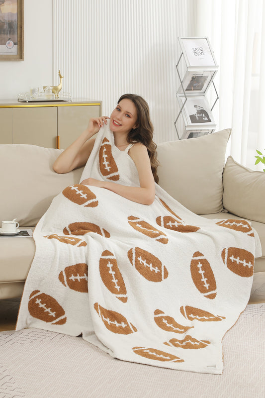 Football Patterned Luxury Soft Fleece Throw Blanket – 50X55Inch | Cozy Sports Fan Plaid for Couch, Bed & Stadium