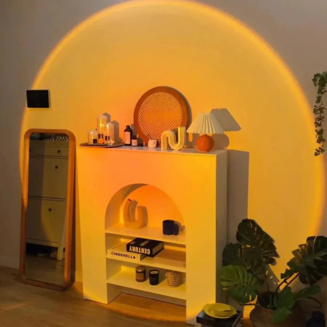 Sunset Projection Lamp – 360° Rotating LED Mood Light for Bedroom, Living Room & Photography | USB-Powered, Adjustable Angle