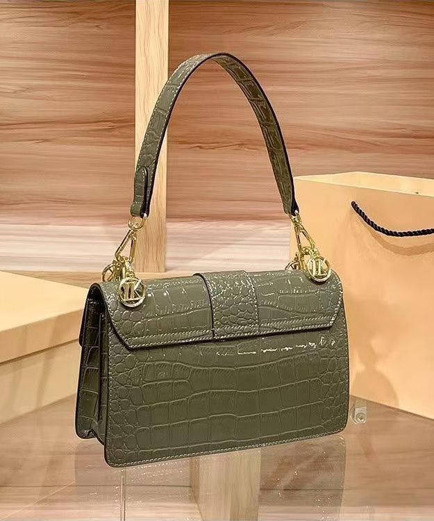 Premium Green Calf Leather Shoulder Bag for Women – Adjustable Strap, Spacious Design, Timeless Elegance