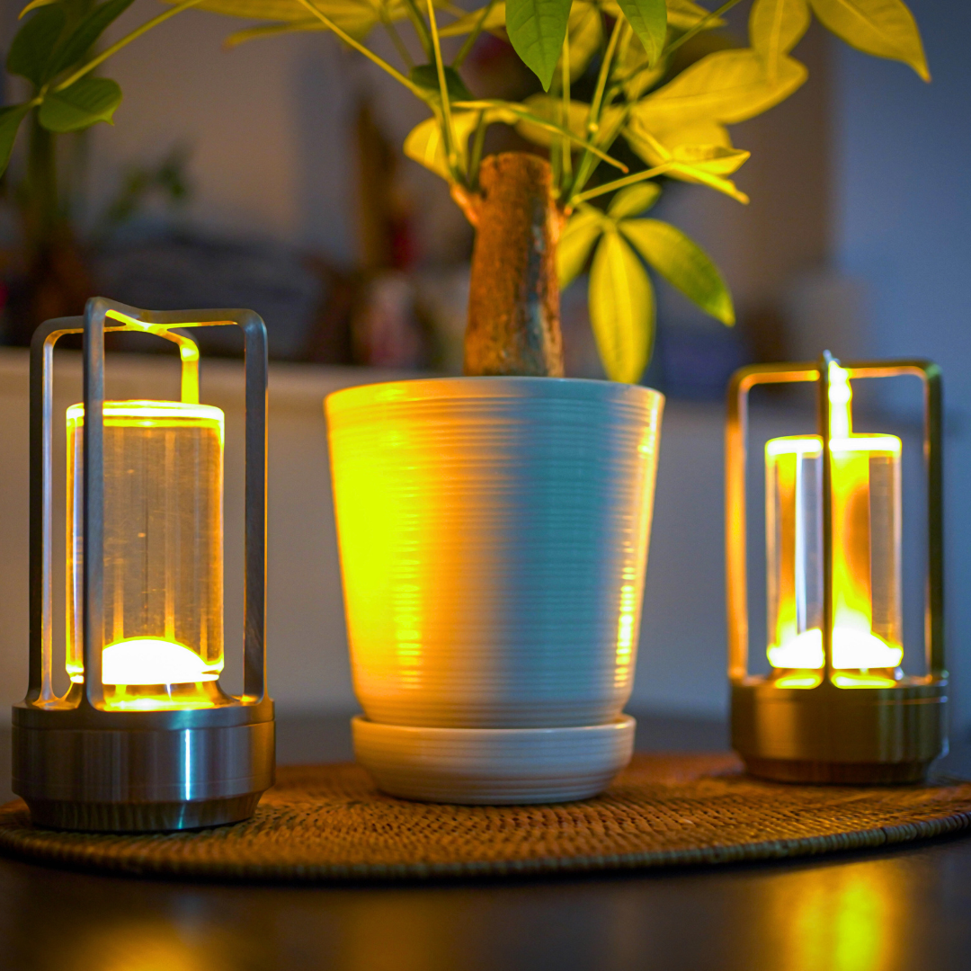 Vintage LED Table Lamp – Rechargeable, Dimmable Retro Design with Warm White Light