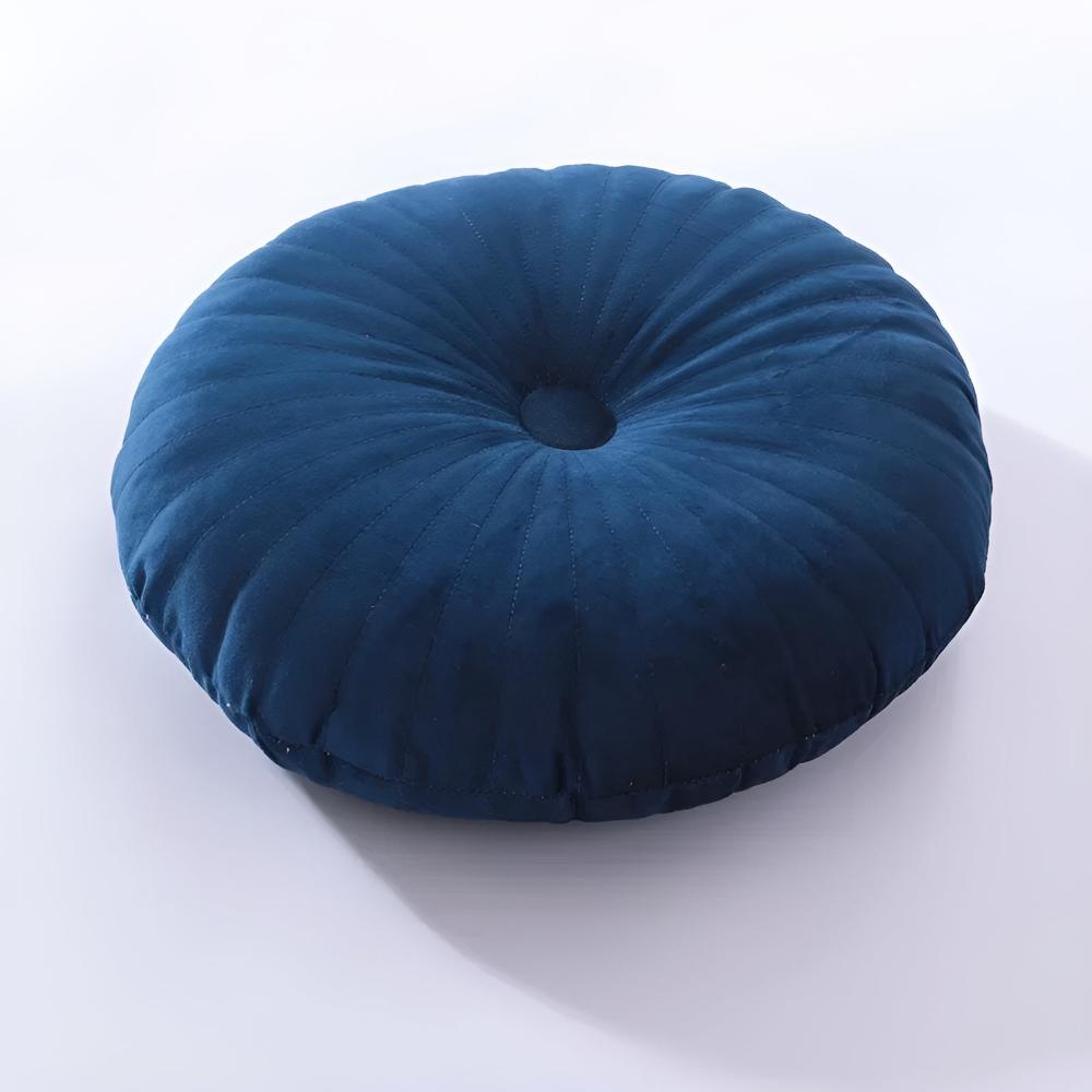 Round Velvet Decorative Cushion – Plush Pleated Throw Pillow in Multiple Trendy Colours