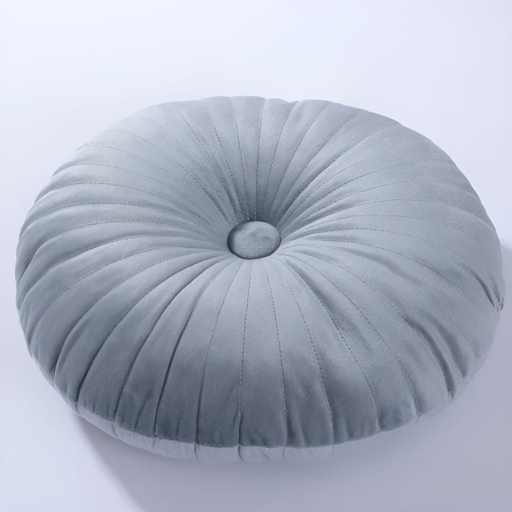 Round Velvet Decorative Cushion – Plush Pleated Throw Pillow in Multiple Trendy Colours