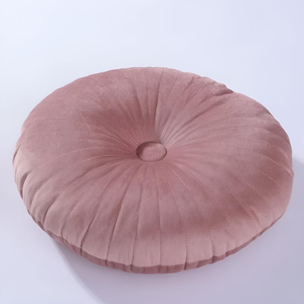 Round Velvet Decorative Cushion – Plush Pleated Throw Pillow in Multiple Trendy Colours