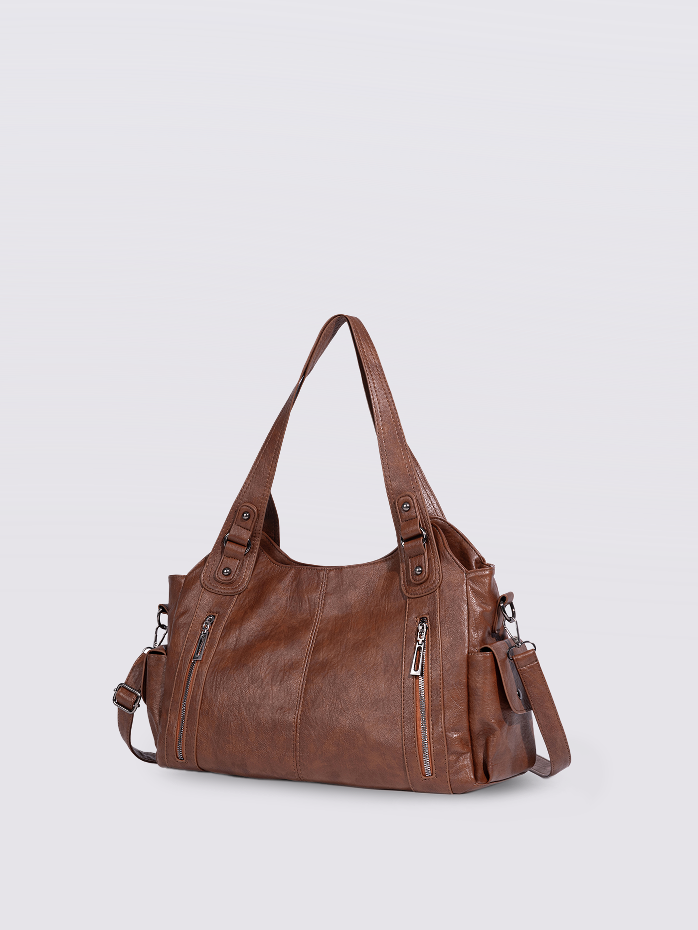 Black Leather Shoulder Bag with Side Pockets – Spacious & Elegant Women’s Leather Handbag