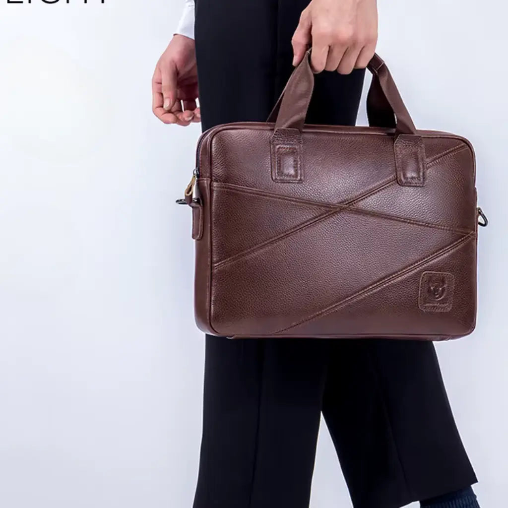 Black Leather Laptop Bag – Stylish & Durable Briefcase for Work & Study