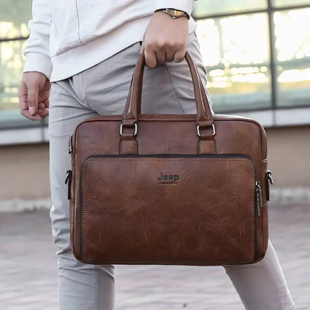 Premium 14-Inch Leather Laptop Bag for Men – Timeless Elegance & Robust Protection