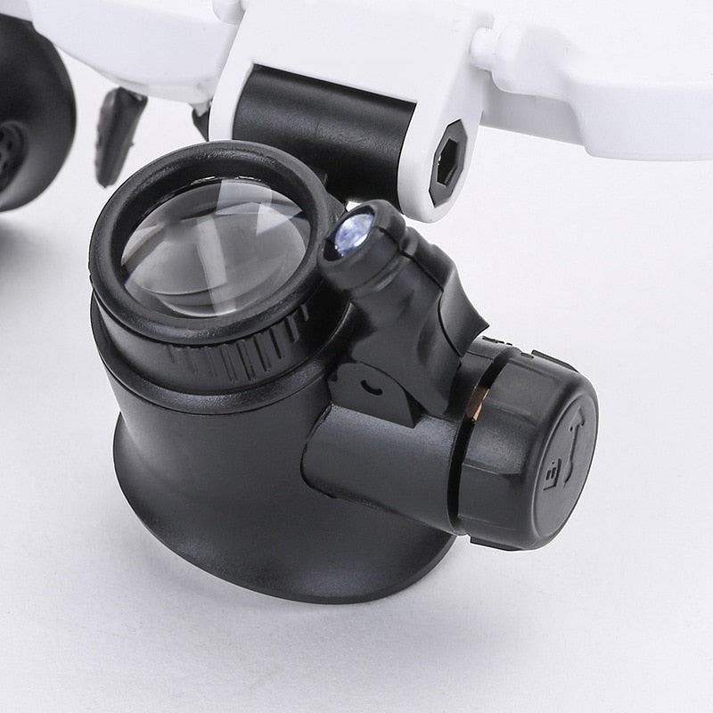 LED Headband Magnifier with Adjustable Magnification & Dual LED Lights – Ideal for Jewelry Repair, Watchmaking, Electronics, and Precision Crafts
