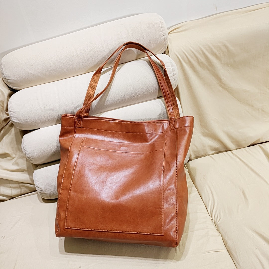 Genuine Leather Shopper Tote for Women – Large Work & Everyday Shoulder Bag