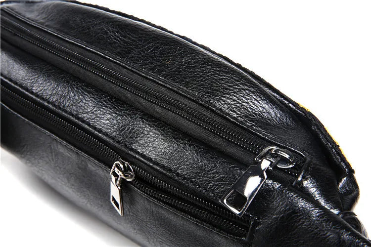 Vintage Black Fanny Pack with Bold Vanity Fair Print – Stylish Belt Bag for Festivals & Daily Wear