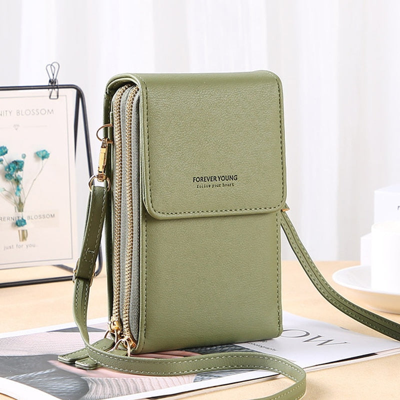 Forever Young Compact Crossbody Phone Wallet – Stylish Multi-Pocket Purse for Women