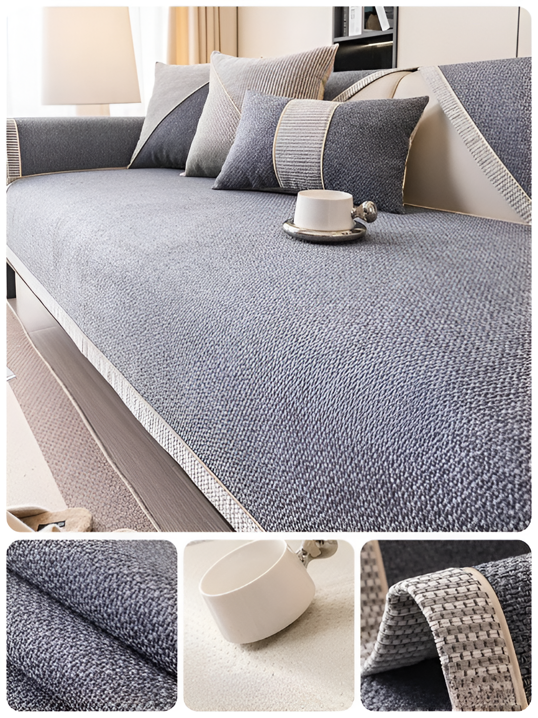 Luxe Anti-Slip Sofa Protector – Premium Polyester, Machine Washable, Elegant Home Décor